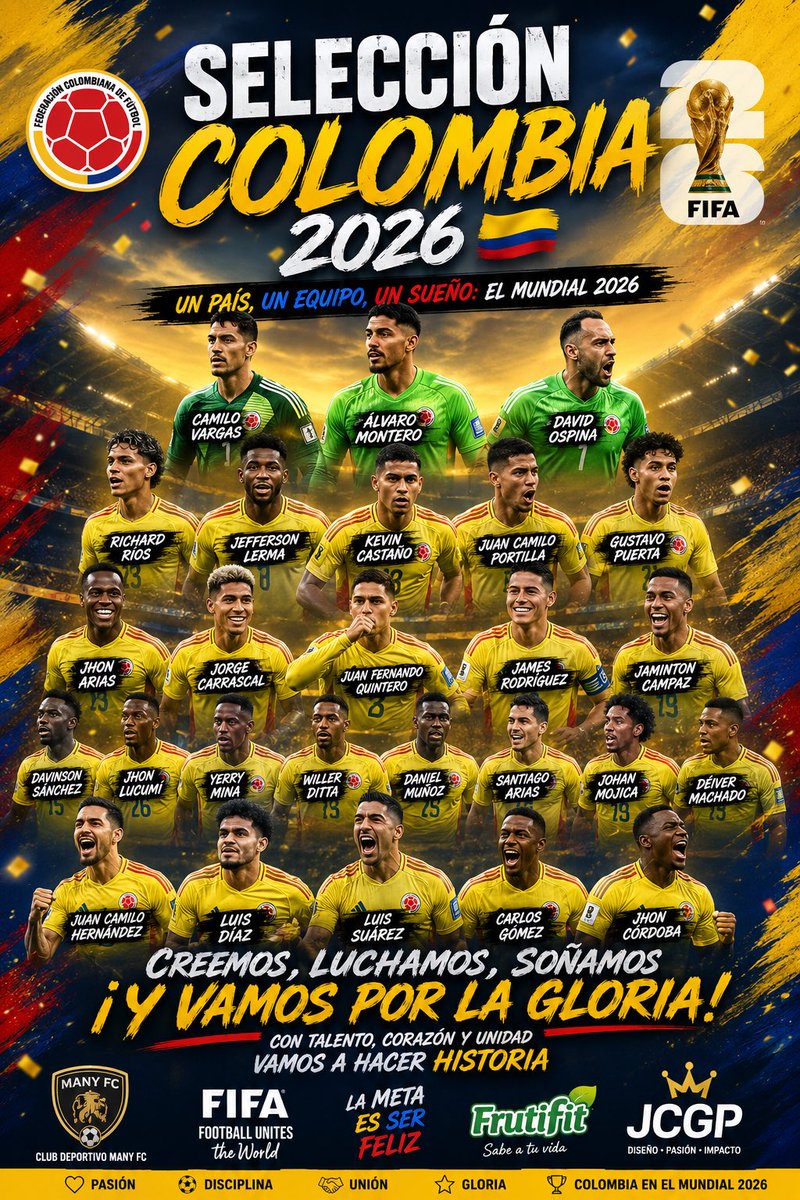 juancarlosgonpe's tweet photo. 🇨🇴 SELECCIÓN COLOMBIA 2026 🇨🇴
¡Vamos Colombia! El Mundial 2026 nos espera. 🇨🇴💛💙❤️
#SelecciónColombia #Colombia2026 #VamosColombia #LaTricolor #SueñoMundialista #RumboAlMundial2026 #FútbolColombiano #PasiónTricolor #LaMetaEsSerFeliz #ManyFC #Frutifit #JCGP #UnPaísUnEquipoUnSueño https://t.co/4avXeSnzw2
