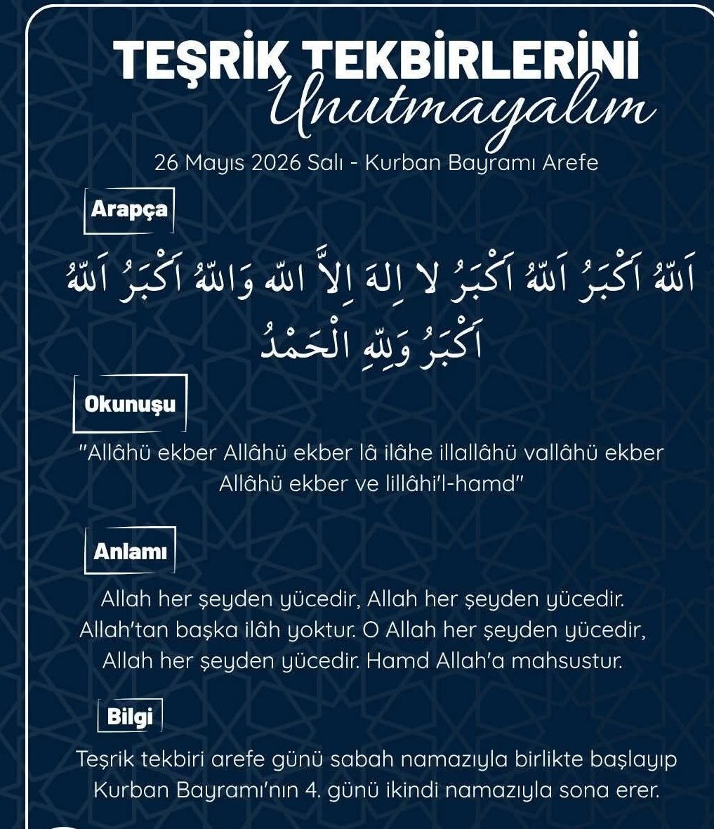ozpinaromer's tweet photo. Teşrik tekbirleri unutulmasın https://t.co/KfGsj1tx7y