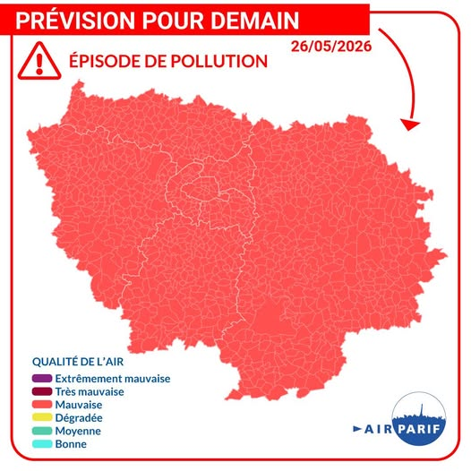 AirQual_EMR's tweet photo. Voor morgen rond Parijs niet zo'n beste luchtkwaliteti https://t.co/MdQLbaaCkp