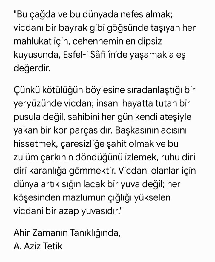 AzizTetik23's tweet photo. "Ahir Zamanın Tanıklığında"ndan bir paragraf. https://t.co/9I2whY7Ub1