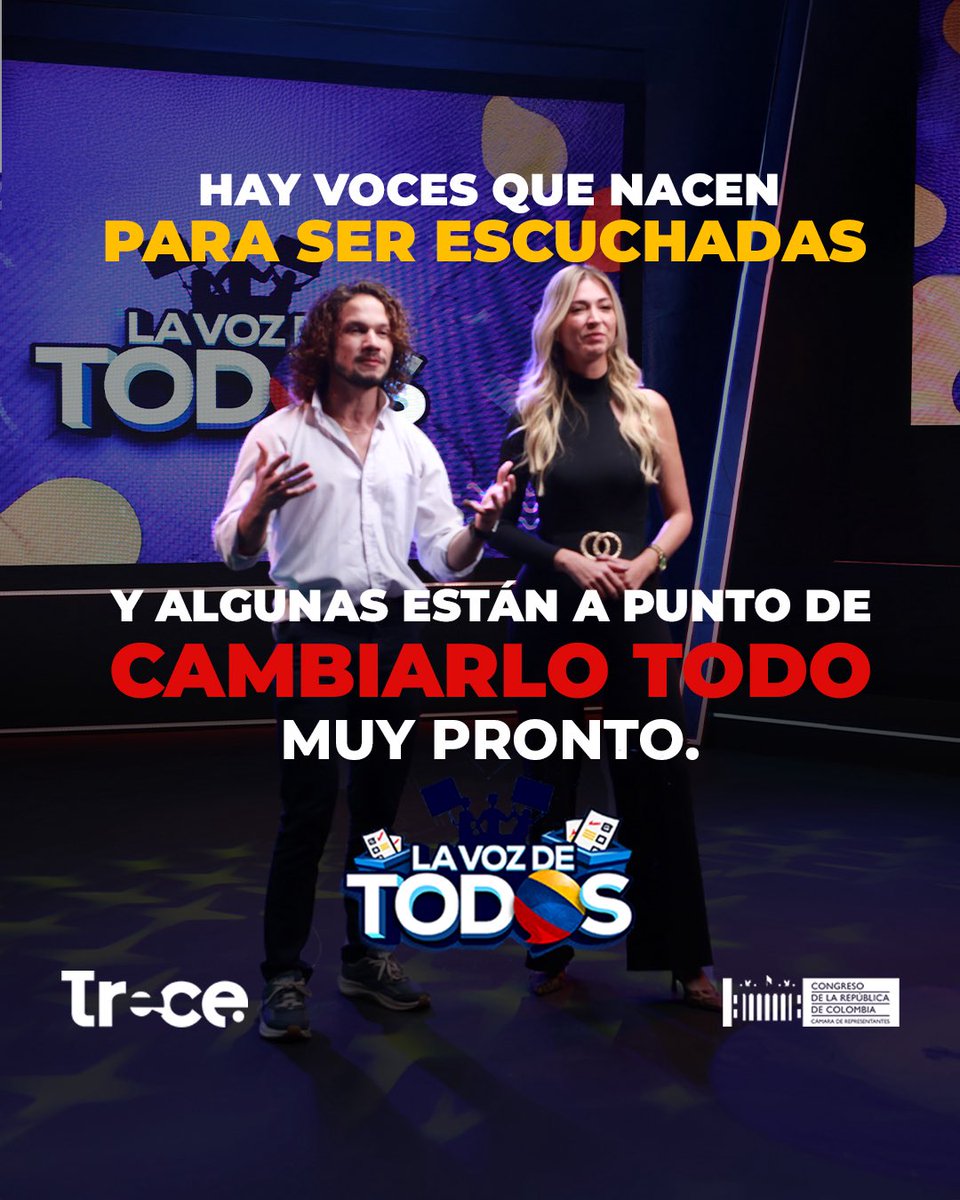 CanalTreceCO's tweet photo. 🎙️ Próximamente | La Voz de Todos

Las historias, opiniones y perspectivas que construyen país tienen un lugar para ser escuchadas. Muy pronto llega La Voz de Todos.

#LaVozDeTodos #Próximamente #ParticipaciónCiudadana #VocesQueTransforman #ConstruyendoPaís #CiudadaníaActiva #ColombiaHabla