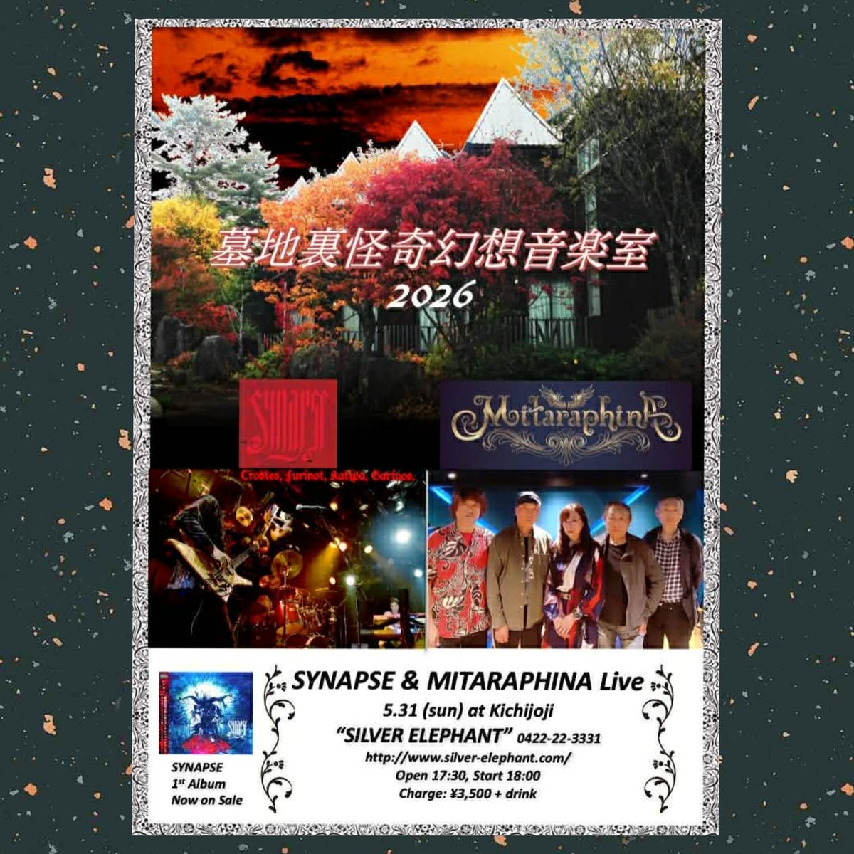 miachisa's tweet photo. ツイキャス配信が決まりました🎶
【墓地裏怪奇幻想音楽室2026】
https://t.co/J0BfCalntW
【日時】
　5月31日(日)
　17:30～ 配信入場開始（デモ映像と音声をご確認ください）
　18:00～ Synapse
　19:15～ Mitaraphina
【料金】
　￥3000
( 6月14日 23:59までご覧戴けます！)

宜しくお願いします！ https://t.co/Z2HymUubAA