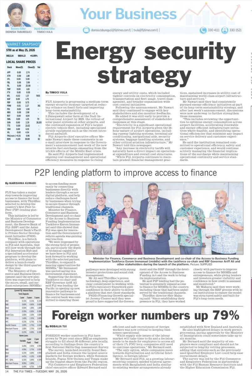 MichaelFieldNZ's tweet photo. Fiji dailies for Tuesday May 26 @fijitimes @fiji_sun https://t.co/w80ZHRJmCc