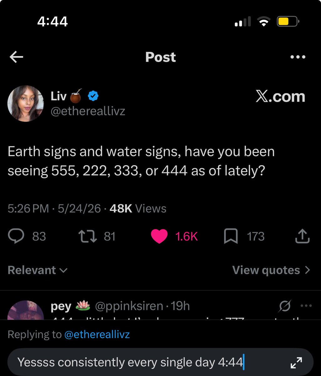 AmazonianGodi's tweet photo. @ethereallivz Yessss consistently every single day 4:44 pm right now https://t.co/V0UZ9udyHb