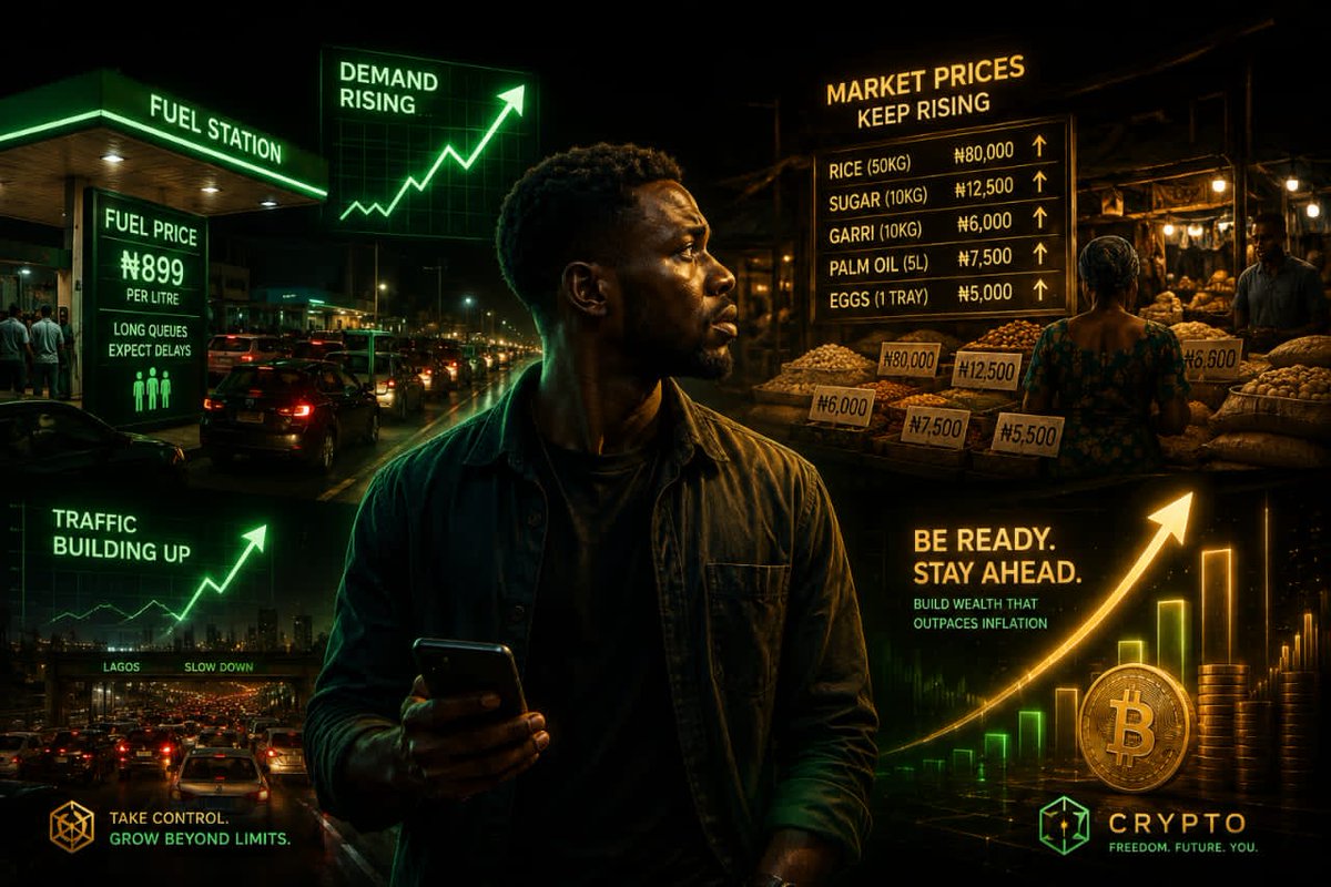 Hadiskysweb3's tweet photo. Most people think markets move because of magic.
But honestly? It’s usually the same thing as everyday life, you notice something early before everyone else does. 
Like:
• Buying fuel before price hikes
• Stocking food before festive seasons
• Entering traffic before rush hour https://t.co/sbBvI22m6y