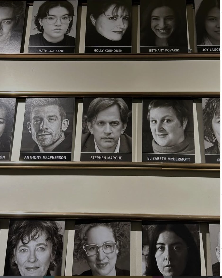 StephenMarche's tweet photo. This year I worked as a dramaturge for Stratford’s production of The Tempest, which opens tonight. One of the greatest pleasures and honours of my life has been to work with Antoni Cimolino on his final season. Totally amazing to see my face on the wall in the theatre! @stratfest https://t.co/VMCeQKTfpl