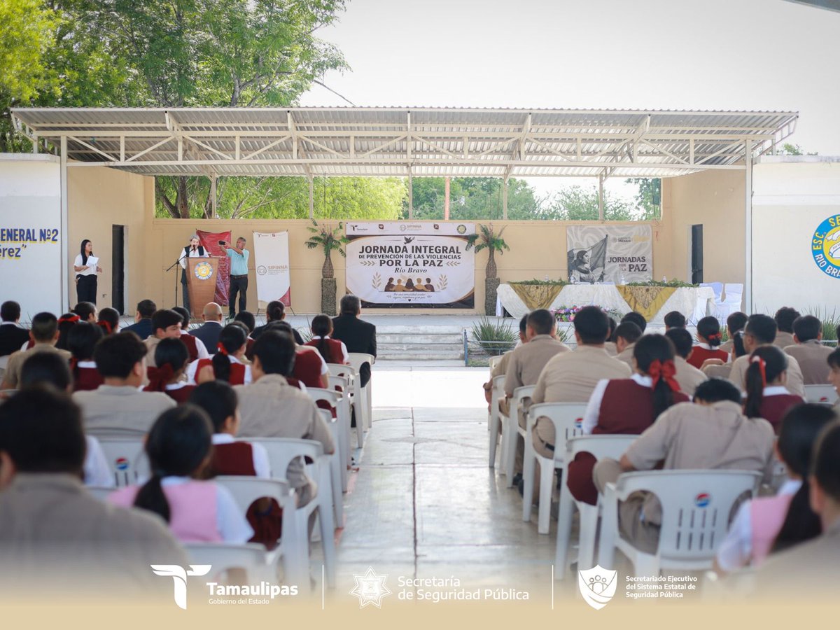 SesespT's tweet photo. En Río Bravo se llevó a cabo la Jornada de Prevención de las Violencias por La Paz en la Secundaria General No. 2 “José Vizcaíno Pérez”, promoviendo entre las y los estudiantes la sana convivencia, el respeto y la construcción de entornos escolares seguros y en favor de la paz. https://t.co/8CrQ2HDepI