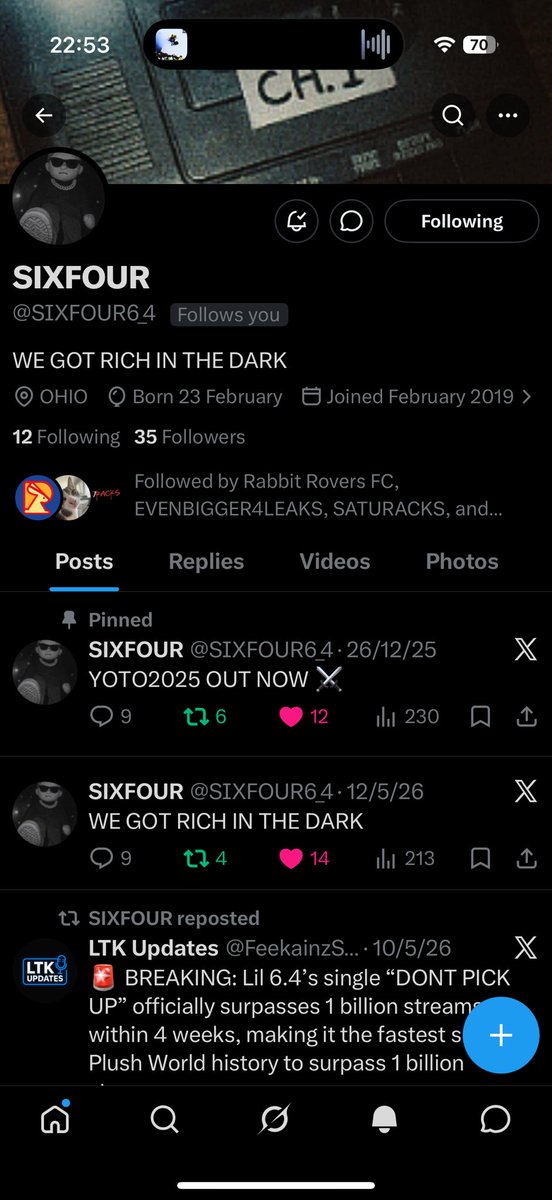 vaultofbig4's tweet photo. 🚨 SIXFOUR HAS CHANGED HIS BIO TO “WE GOT RICH IN THE DARK”. 

ITS ACTUALLY HAPPENING OMG https://t.co/IzmKmeR6K3