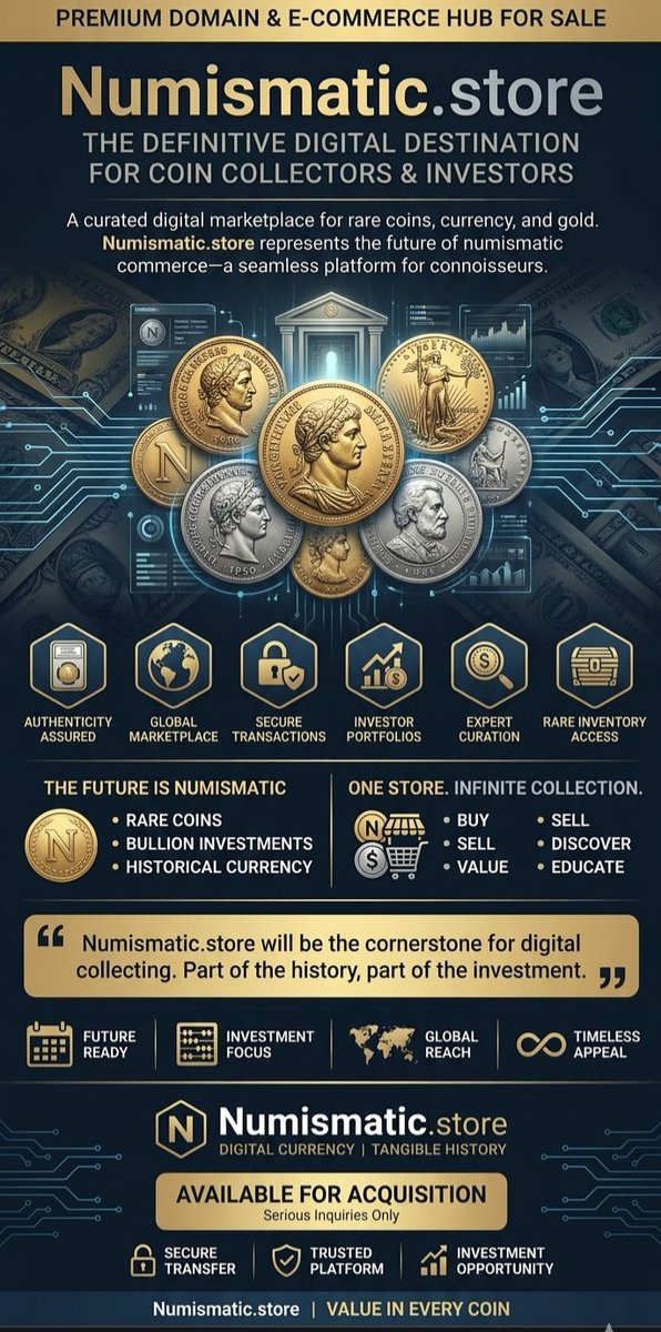 HookDomain's tweet photo. https://t.co/wlqQCR5Rt0 is Available   🪙

#DomainForSale #Numismatics #CoinCollecting #GoldCoins #RareCoins #CryptoCoins #Web3 #Ecommerce #PremiumDomain #DomainInvesting https://t.co/DDJAR5Y2LQ