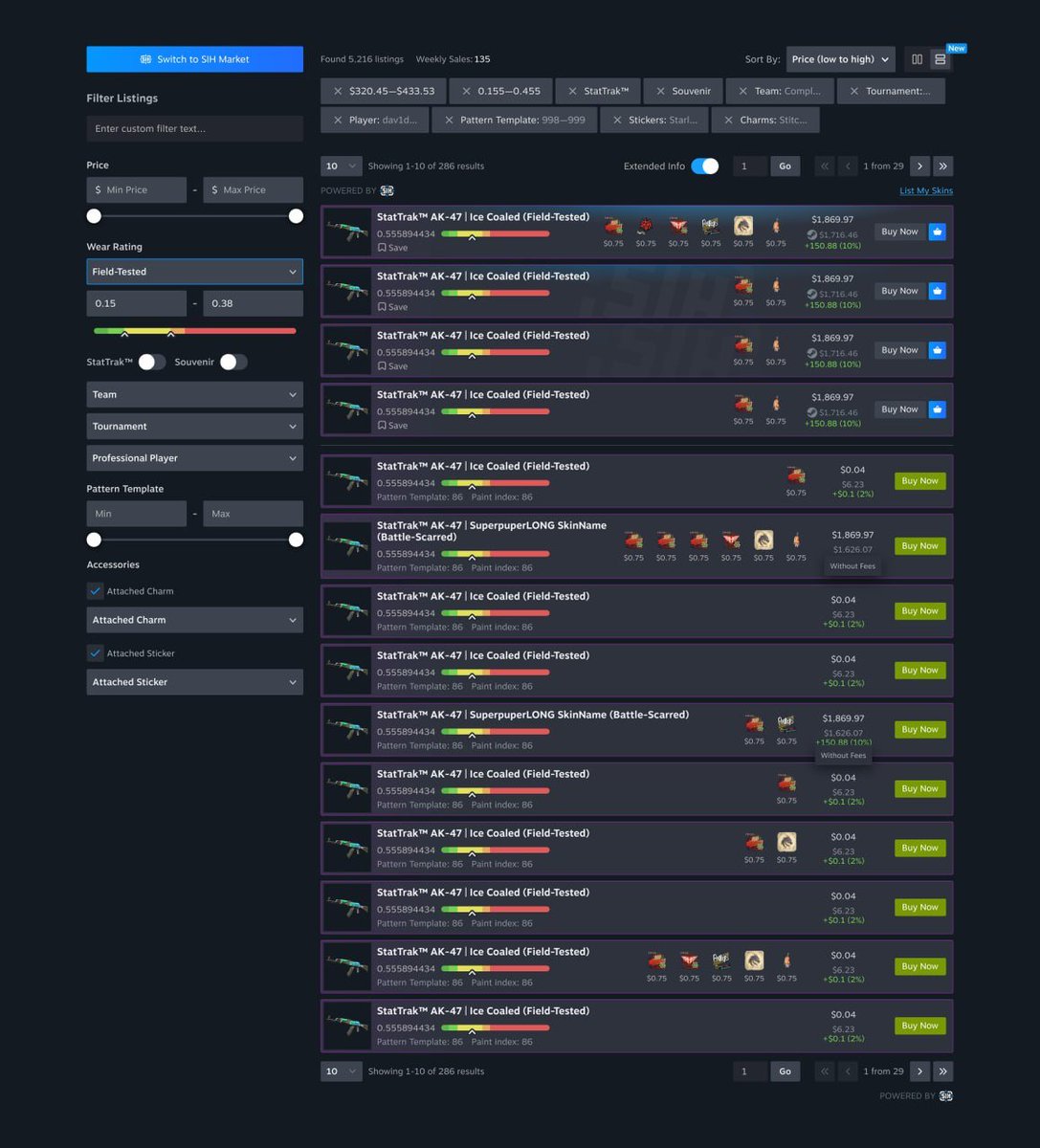 SteamInvHelper's tweet photo. Steam Inventory Helper update is live  🔄

Shipping fast for you  ❤️
After the major Steam Market overhaul we're actively restoring and adapting everything to the new design.

🔔 What's already live in this update:
— old market design functionality restored
— new price providers added
— inventory grouping bug fixed
— general extension performance improvements

Next version drops in the coming days and will cover the Beta market design 🤙

That update brings back charts, correct Steam price display, wear switching with live prices, full order book with fee calculations, order collapsing and the rest of the usual toolkit.

❓How to switch between market versions:
— Disable Beta: open any item page and click the semi-transparent "Exit Beta Market" button in the top right under the search bar
— Enable Beta: on the market page or any item page, hit the blue "View Community Market Beta" button at the top

🤫 Sharing a small preview of the new SIH design for the Beta market so you can see how deep we went rebuilding Gaben's original into something actually USEFUL for traders 😎

Market got a new look, but the best tool is still the same one — Steam Inventory Helper. Working for you ❤️