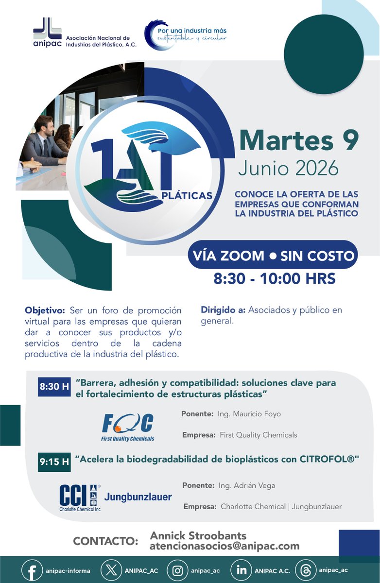 ANIPAC_AC's tweet photo. ¿Buscas optimizar tus procesos e implementar soluciones más sustentables? ♻️ No te pierdas las Pláticas 1a1 de este mes.

🗓️ Martes 9 de junio 🕣 8:30 a 10:00 HRS 🌐 Vía Zoom https://t.co/YjNHWOYBxX https://t.co/zacoZJa9S3