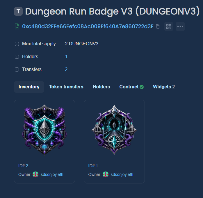 sdsonjoy30's tweet photo. โฆ Dungeon Run Badge โฆ
@InkCheckXYZ #inkonchain ๐ซ https://t.co/WvYOQiczpl