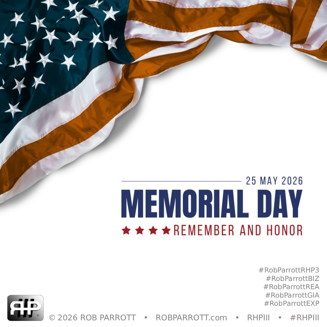 RobParrottBIZ's tweet photo. With strength, love, and gratitude today and every day: Wishing a meaningful, peaceful, and reflective #MemorialDay as we honor our nation's fallen #heroes. #AllGaveSomeSomeGaveAll. #GoneButNotFogotten. #Remember their #Sacrifice.

#RobParrottRHPIII #RobParrottRHP3 #RobParrottREA https://t.co/EXRsNPWnxB