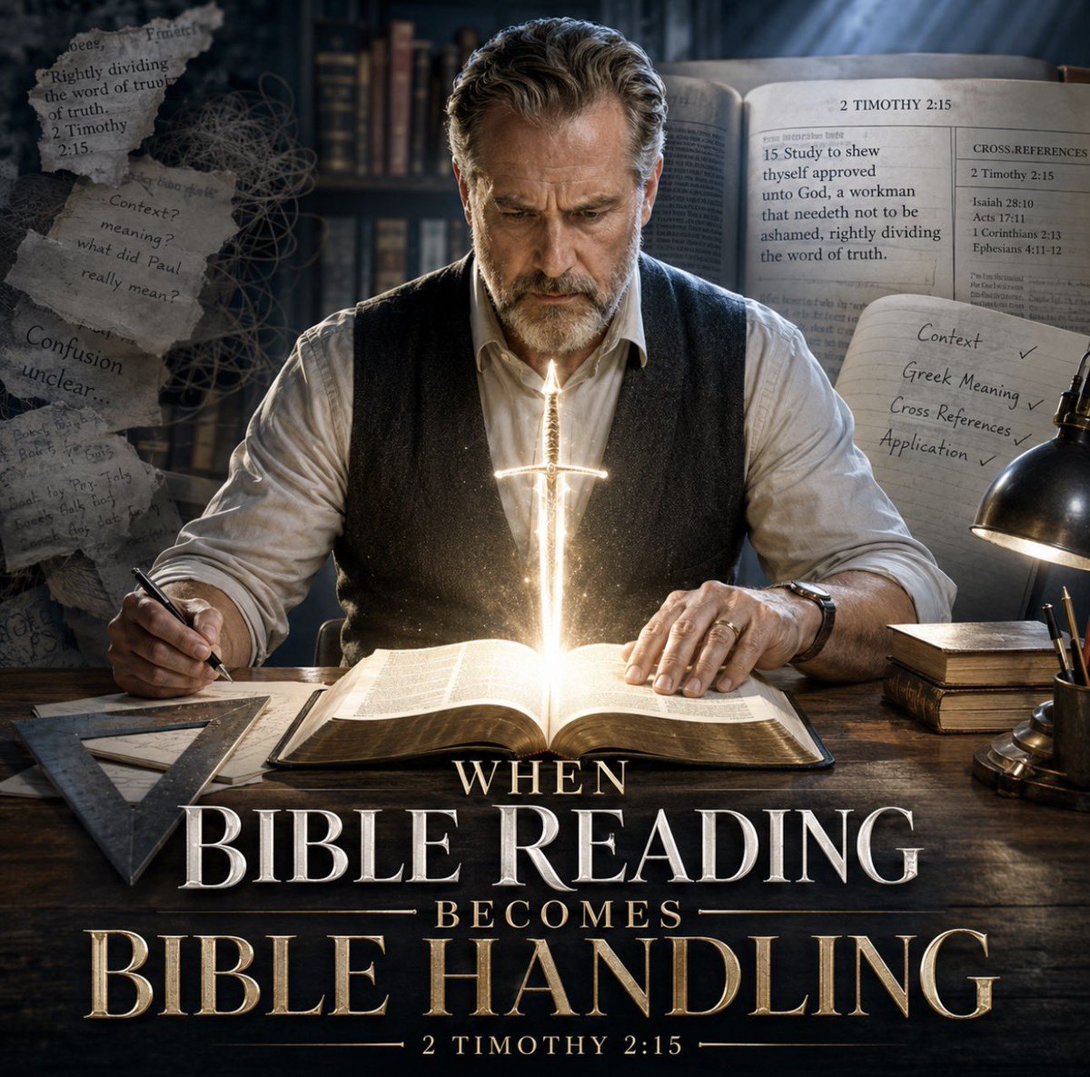 TNTJohn1717's tweet photo. When Bible Reading Becomes Bible Handling

2 Timothy 2:15 — “Study to shew thyself approved unto God, a workman that needeth not to be ashamed, rightly dividing the word of truth.”

Introduction

There is a mighty difference between a man who reads the Bible and a man who handles the Bible. Plenty of people read it. Plenty of people quote it. Plenty of people underline it, frame it, post it, embroider it on pillows, tattoo it on their arms, and hang it on coffee mugs next to some soft little religious saying about “being enough.” But that is not what Paul told Timothy to do. Paul did not say, “Skim to shew thyself emotional.” He did not say, “Post to shew thyself popular.” He did not say, “Feel to shew thyself spiritual.” He said, “Study to shew thyself approved unto God.” That word “study” already runs half the modern church out of the room. They want a verse that makes them feel warm in the morning and a sermon that keeps them entertained for twenty-two minutes, but they do not want the sweat, discipline, humility, and fear of God required to handle the Book straight.

The Bible is not a religious scrapbook for emotional slogans. It is not a box of fortune cookies where a fellow reaches in, pulls out a verse, cracks it open, and pretends God just gave him a private message about his business plan, his new girlfriend, his bad decision, or his favorite sin. The Book is sharper than that. Hebrews 4:12 says, “For the word of God is quick, and powerful, and sharper than any twoedged sword.” You do not play with a sword like a child plays with a toy. You handle it carefully, soberly, and skillfully, or somebody is going to get cut the wrong way. The trouble with a lot of Bible readers is not that they do not own a Bible; it is that they handle it like a dull spoon instead of a living blade. They grab a phrase, ignore the passage, forget the speaker, erase the audience, skip the context, and then announce, “The Lord showed me.” No, in many cases, the Lord did not show them anything. Their imagination showed them something, and then they used a verse as a costume.

That is why 2 Timothy 2:15 is one of the great dividing lines between Bible believers and Bible hobbyists. A hobbyist plays with the Bible when he has spare time. A workman labors in it because God will inspect the work. A hobbyist wants a thought. A workman wants the truth. A hobbyist looks for something that agrees with him. A workman lets the Book correct him. A hobbyist uses verses as decorations for his opinions. A workman trembles before the words and asks, “What did God say? To whom did He say it? Where does it fit? How does Scripture interpret Scripture? How does this divide between Jew, Gentile, and the church of God? How does this line up with Paul’s gospel, the finished work of Christ, the grace of God, and the doctrine committed to us?” That is when Bible reading becomes Bible handling. That is when a man stops treating the King James Bible like religious wallpaper and starts standing before God as a workman who must not be ashamed.

Chapter 1: Study Is a Command, Not a Suggestion

Paul’s command begins with one word that modern Christians often hate: “Study.” The verse does not begin with “feel.” It does not begin with “dream.” It does not begin with “wait for a chill to run down your spine.” It begins with study, and that means God expects the Bible believer to put his mind, his time, his attention, and his labor into the words of God. That alone destroys the lazy spirituality of this age. We have Christians who can spend four hours researching a new phone, two hours watching conspiracy clips, three hours arguing online, and thirty minutes comparing restaurant reviews, but give the Bible ten distracted minutes and call it devotion. Then they wonder why every smooth-talking heretic with a microphone can drag them around by the nose.

Study does not mean a man must become a dry academic skeleton with dust in his veins and no fire in his bones. God forbid.