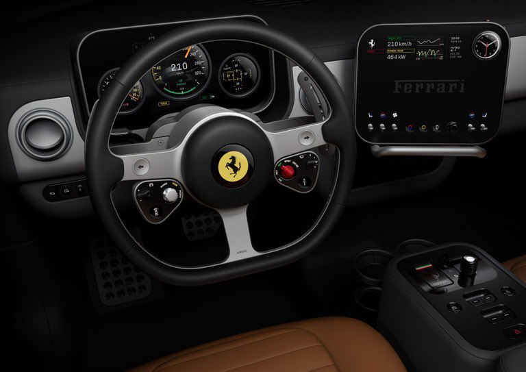 tomicarrs's tweet photo. Se acaba de presentar esta cosa.

Ferrari LUCE: el primer modelo eléctrico de la marca italiana.
1.050 Cv, 990 Nm de torque y 530 kilómetros de autonomía, en fin, un auto chino que va a costar unos 3 o 4 chinitos juntos.

Felicidades a BYD por adquirir el 100% de Ferrari 👏 https://t.co/aIlGIwLR1j