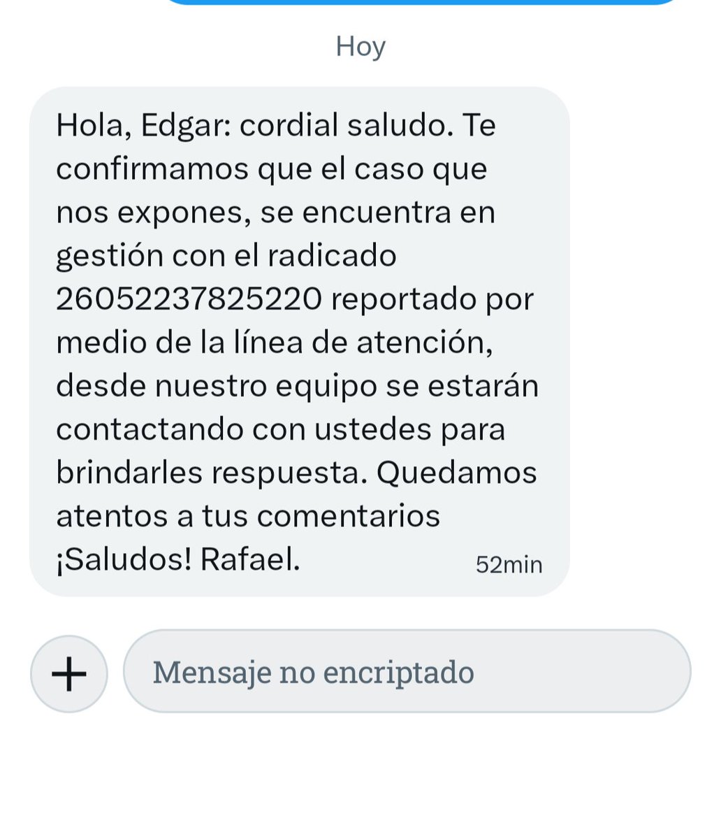 EdgarARM9's tweet photo. Señores @Supersalud vean la respuesta tan POCO EFECTIVA que da @epssura a la mamadera de gallo por parte de la IPS VISION TOTAL. No dan ni siquiera un tiempo estimado de respuesta, ni una prioridad, ni solución ante la negligencia de esa IPS. Hasta se burlan de ustedes https://t.co/njNtFa9puc