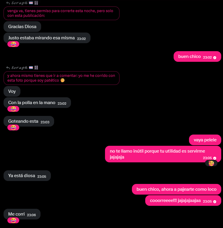 SeraphMissBU's tweet photo. JAJAJAJAJ ni 10 minutos y ya se ha corrido y quedado a 0, increíble 😂😂😂

Siguiente en ser saqueado? 😈💸🐶

#femdom #findom #femdomme #findomme #transdomme #cuckold #simp #sumisofinanciero #pagafantas #humanatm #finfet #femboy #kink #ts #girldick https://t.co/PEMDwzLEqO