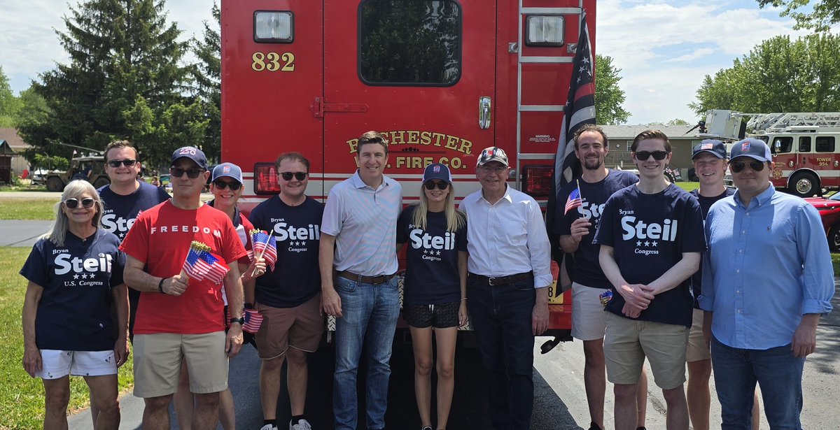 BryanSteil's tweet photo. 160th annual Rochester Memorial Day parade. 

Great to have our next Governor @TomTiffanyWI  in the First District! https://t.co/OkVVY1RzDa