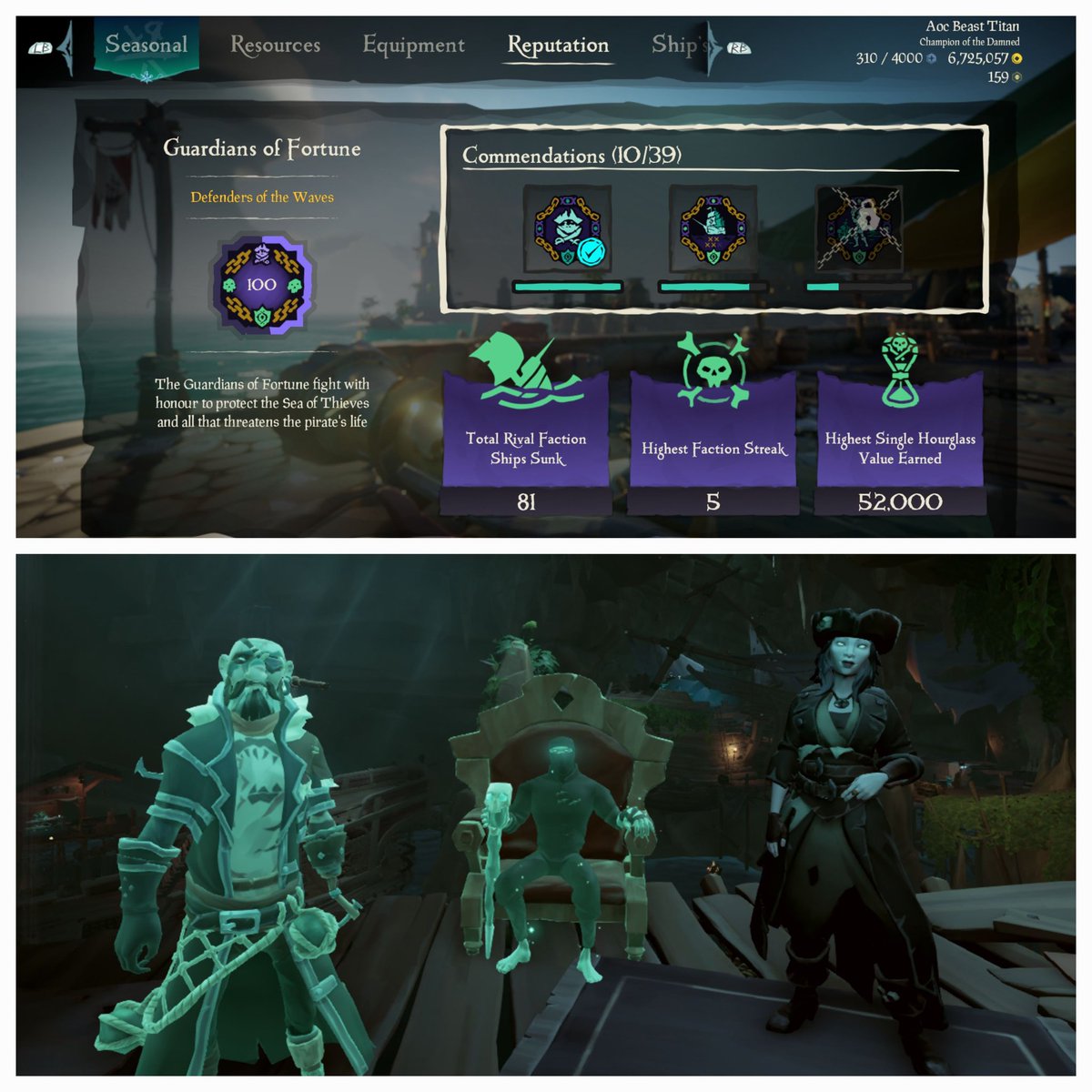 SOTReaper's tweet photo. I have officially Completed my grind during last ship standing for my 2nd PVP ghost curse 👻 the grind was crazy hard but was worth it in the end I stick to my grind I Finished it until the end. @SeaOfThieves

 Skeleton curse✅️
Ghost curse ✅️

#seaofthieves #bemorepirate https://t.co/3hXcVSLmbO