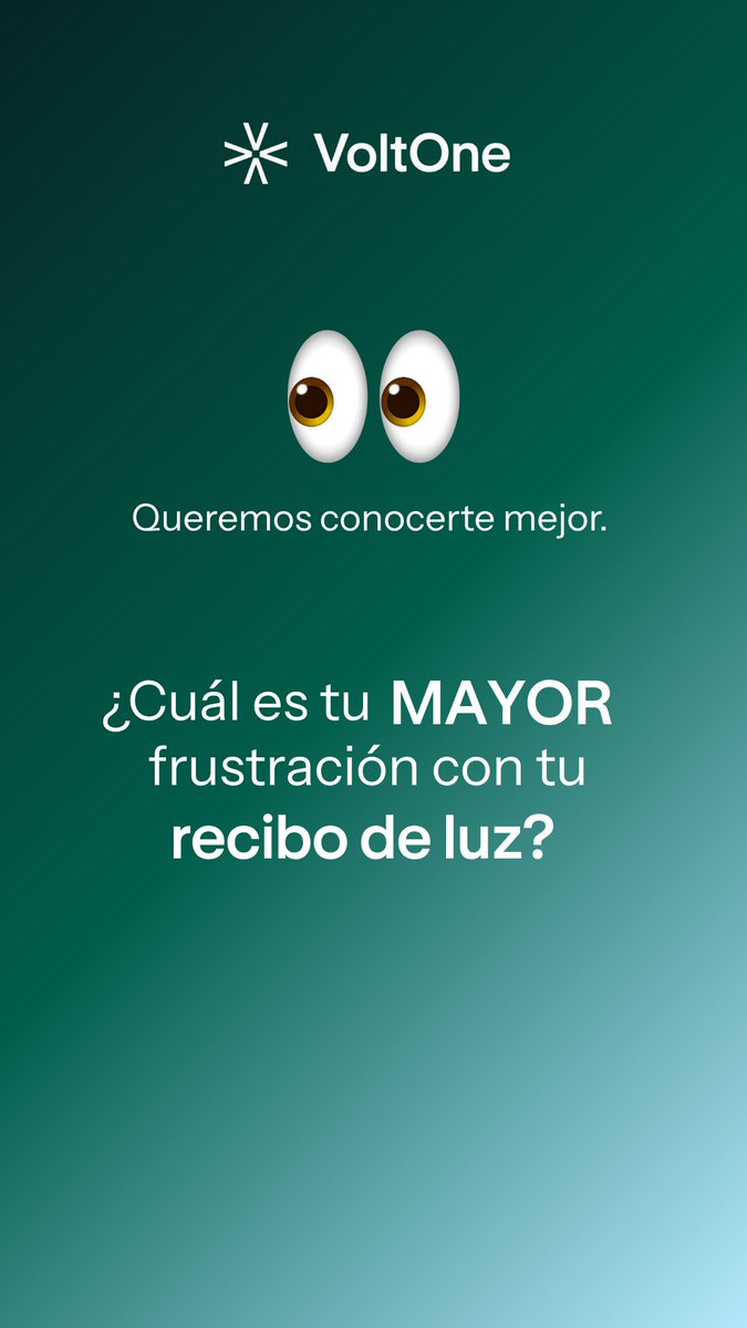 VoltOneMx's tweet photo. ¿Cuál es tu MAYOR frustración con tu recibo de luz? ¿Qué te gustaría ENTENDER de tu recibo de luz?👀 https://t.co/K34AmmfPqy