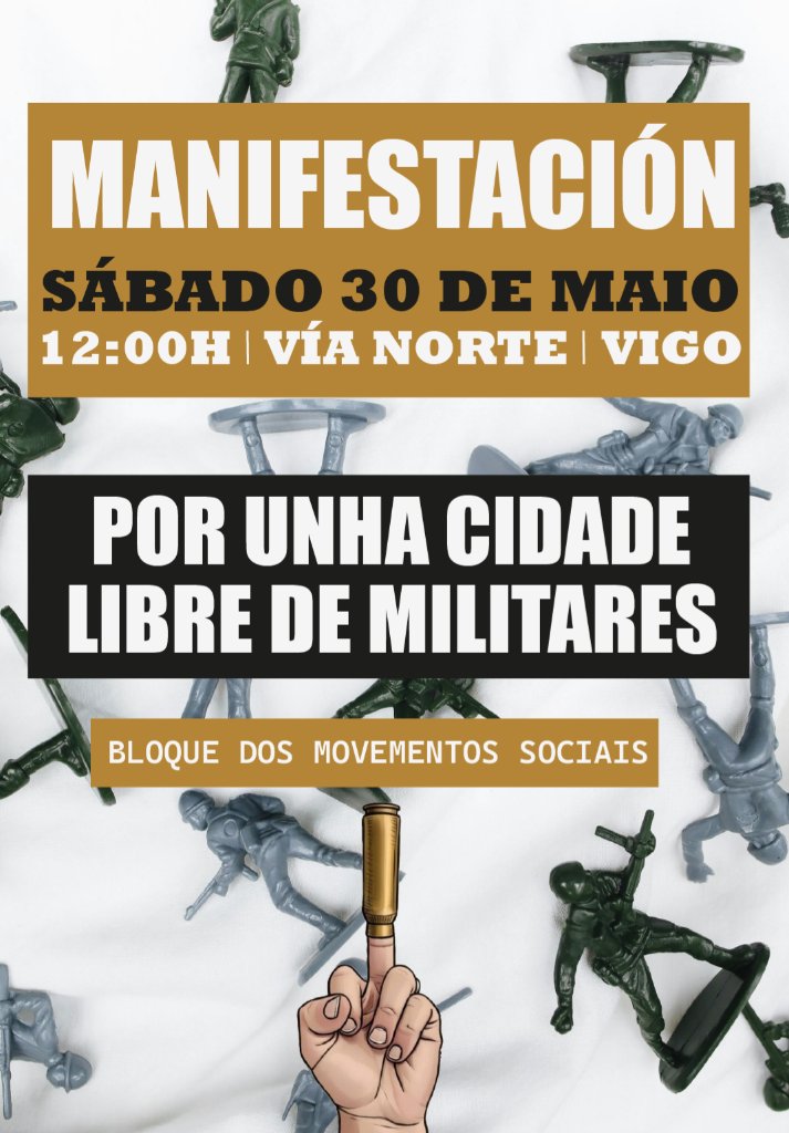 nongastomilitar's tweet photo. 30/05 Manifestación: por unha cidade libre de militares

https://t.co/GAIgtApgNQ https://t.co/ftXONJyRXi