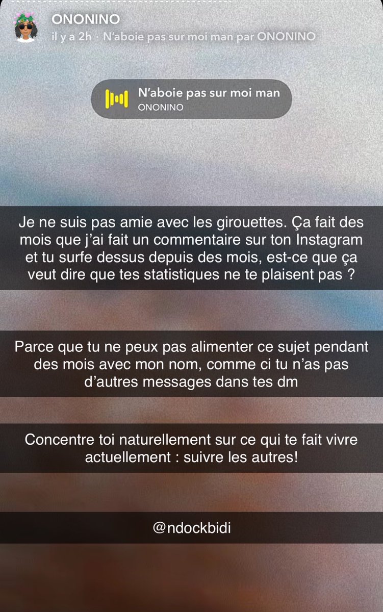 Peupah_Zouzoua's tweet photo. Message d’Ivana Ononino à Ndockbidi 🚨: 
« Contrairement à toi je suis allée à l’école. J’ai fait communication de crise … Y’a des sujets c’est pas autour d’une cuisine, d’un verre de champagne qu’on en parle !
Concentre toi naturellement sur ce qui te fait vivre actuellement : Suivre les autres. »😳

Pour rappel tout part de l’interview que Ndockbidi avait accordé à Melissa Amougou Belinga. Ivana avait fait un reproche à Ndockbidi en commentaire, mais ce dernier estime qu’une amie ne te sermonne pas en public mais en privé.

Un énième statut visé auquel Ivana a choisi de répondre !🙌🏽

L’amitié est clairement terminée !