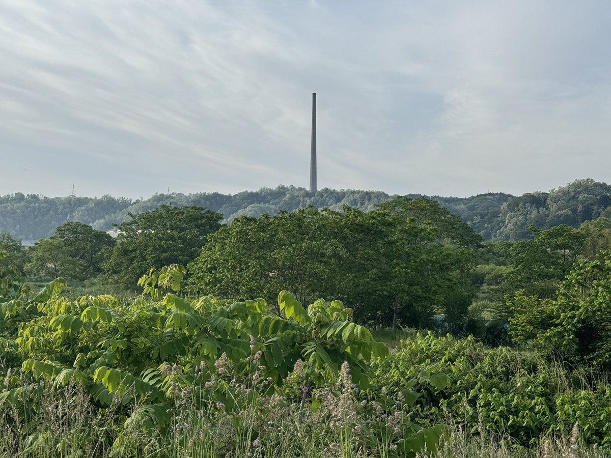 miyakoonodera's tweet photo. 「大煙突日乗 」 〜今朝の煙突の見える風景〜 #煙突 #宮古市 #smokestack #japan #tohoku #iwate #miyako https://t.co/2sOJvpdDvW