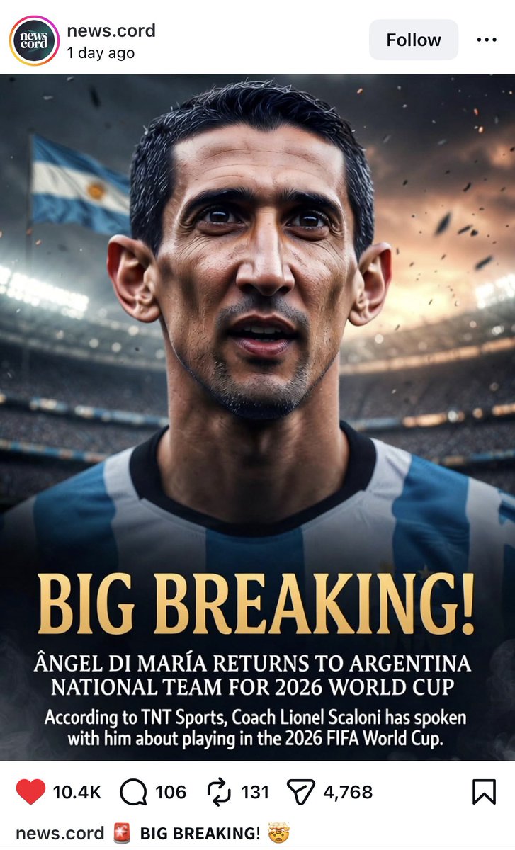 jacobfusion's tweet photo. If this actually happens, it might be one of the craziest football moments ever.

Di María already had the perfect ending with Argentina. That’s why the idea of him coming back feels unreal.🇦🇷

#DiMaria #Argentina #futbolxww https://t.co/DoY4RfsL8N