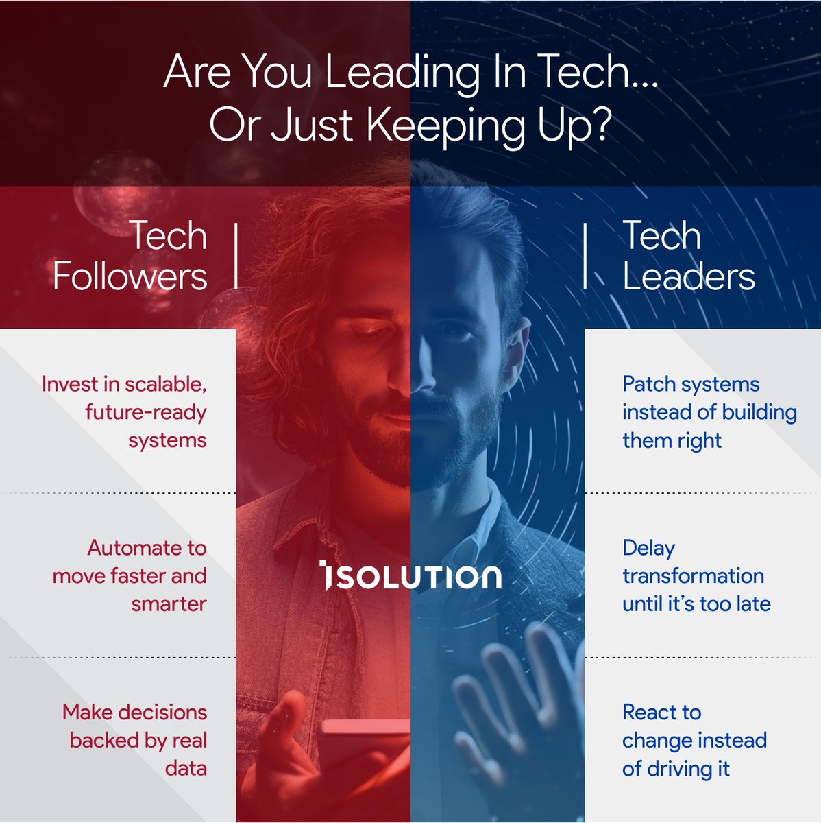 iSolutionMENA's tweet photo. In Tech, You Either Lead… or Lag Behind

Technology moves fast. Leaders move faster.

👉 Which one are you? https://t.co/Exj9sCZ4Hw