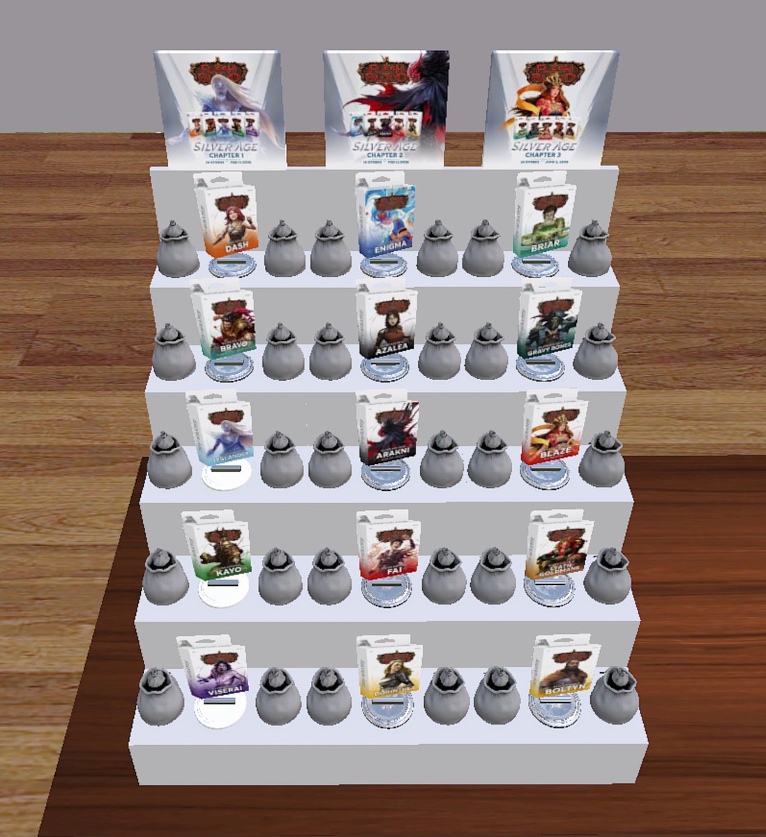TabletopMerlin's tweet photo. The Silver Age Chapter 3 Decks have just been added to "Flesh and Blood: World" (TTS). They're fully playable in English, French, and Japanese. 🇺🇸🇫🇷🇯🇵

Chapter 3 features Briar, Gravy Bones, Blaze, Lyath, and Boltyn decks.

#FABTCG #fabjp #FleshandBlood #TabletopSimulator https://t.co/T9KfcAdEqB
