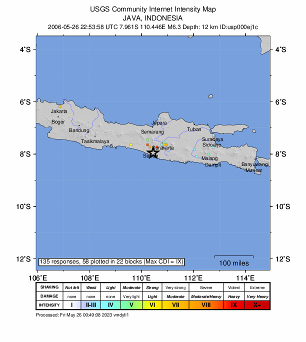 JoseRodRibeiro's tweet photo. 26 May 2006 22:54 UT (5:54 of 27th LT)
Mw6.3 #earthquake hit Yogyakarta, south Java, Indonesia. Densely populated area, bad construction techniques and an early hour explain the tragedy: 5849 people killed.
https://t.co/dR3tk8MTSH
https://t.co/FtisT99YsA
https://t.co/3Mj1pbhmlv https://t.co/exHq3csSQv