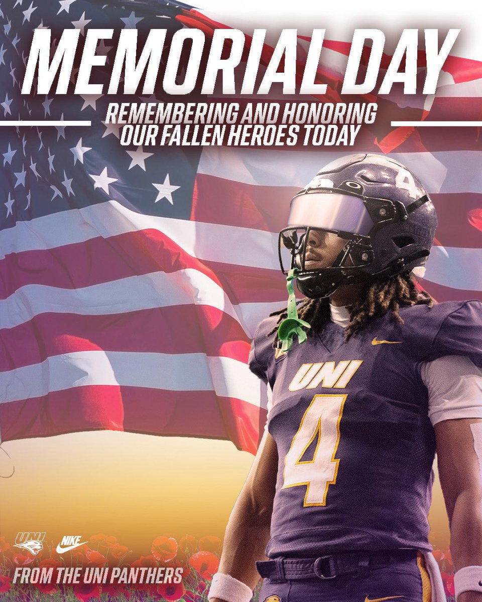 EvanBehrens57's tweet photo. Happy Memorial Day from @UNIFootball Thank you @CoachOstroski42 for the graphic! https://t.co/63RbLj2uo9