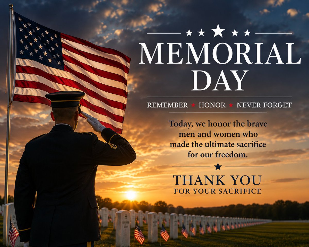 FutureDigitalUS's tweet photo. Remembering, honoring, and thanking the brave souls who gave their lives in service to our nation. May we always cherish the freedom they fought to protect. Happy Memorial Day.

#MemorialDay #UnitedWeStand #futuredigital360 https://t.co/latXSEGVw8
