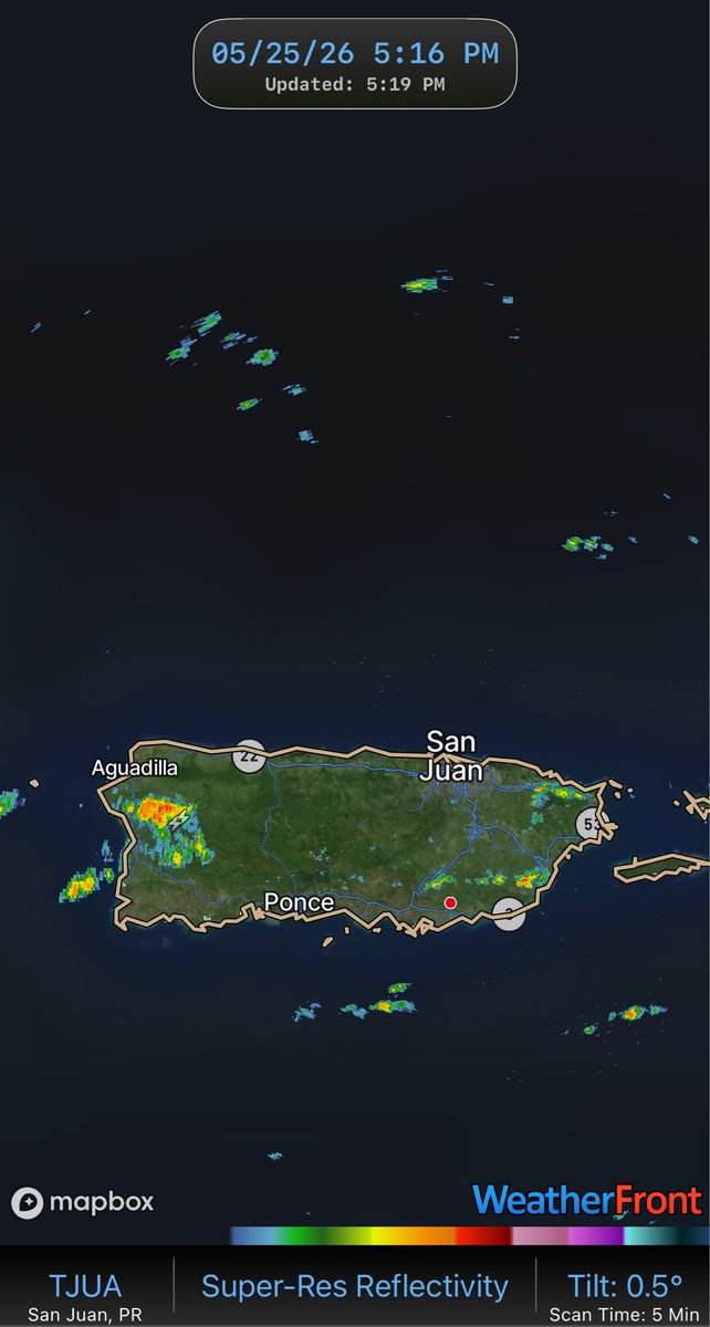 john_prwx's tweet photo. Today conditions were mostly clear skies and windy. Wind Advisory in effect till 8 pm so expect 25 mph winds with gusts up to 40 mph, so it’s important to secure objects. We can expect a few passing showers in some parts while today activity focused in the west region. https://t.co/lhyUDlY9Fs