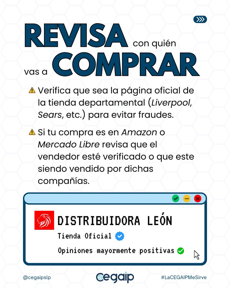 Cegaip's tweet photo. 🔥🛒 En este Hot Sale, protege también tus datos personales.

✅ Verifica la tienda
✅ Usa pagos seguros
✅ Revisa permisos de apps
⚠️ No compartas información innecesaria

#HotSale #LaCEGAIPMeSirve #ProtecciónDeDatos #ComprasSeguras https://t.co/RMvfqiBFE0