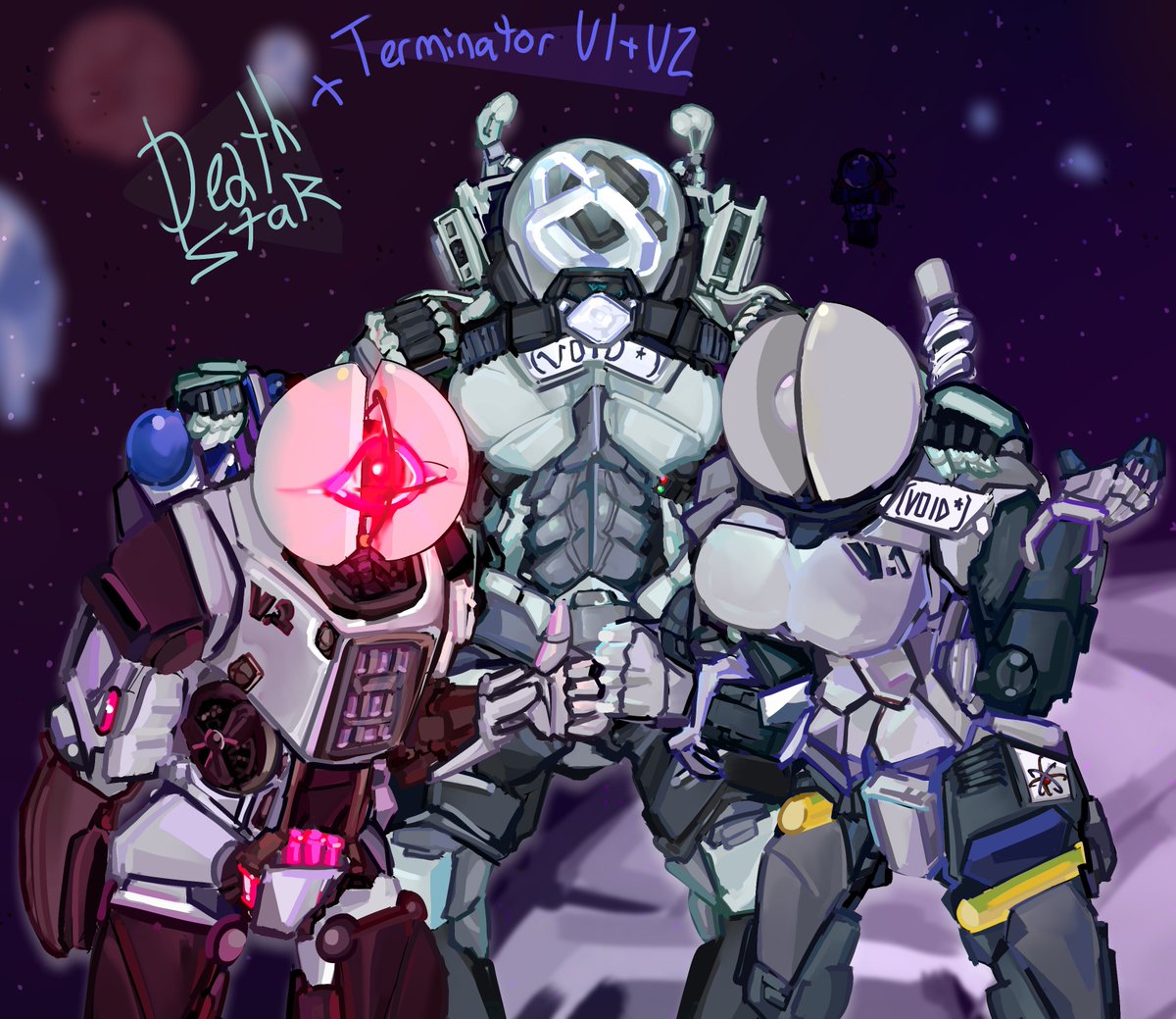 BoxoPerson's tweet photo. Deathstar + Terminator V1 &amp; V2 !! 10 hours dude
#dieofdeath #dieofdeathfanart #killdroid
56/127 https://t.co/EkAtki99Lc