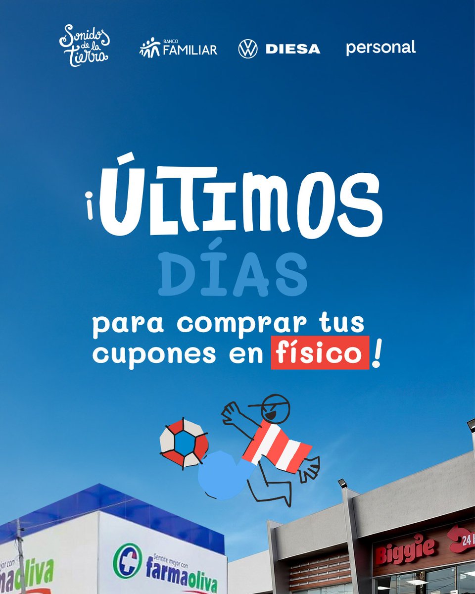 SonidosPY's tweet photo. ⏰ ¡ÚLTIMOS DÍAs para comprar tus rifas de Sonidos de la Tierra! 🎻 Apoyá a miles de niñas, niños y jóvenes de nuestro país y participá por premios geniales. 🏃‍♂️💨 
¿Ya tenés los tuyos🎶 https://t.co/WfcTe6ctTC