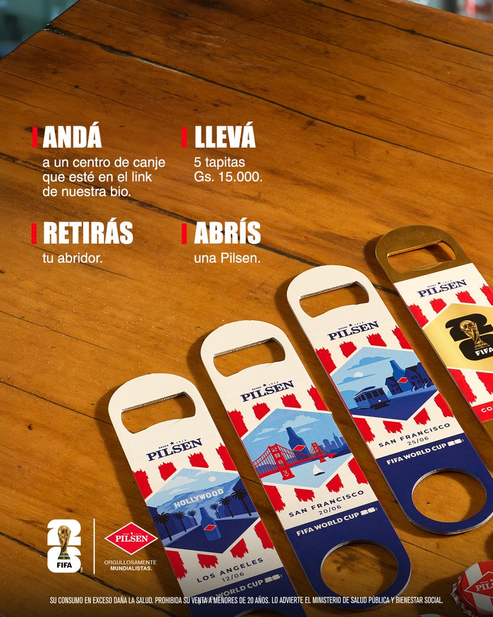 PilsenPy's tweet photo. Ahora cada tapita Albirroja puede acercarte un poco más al Mundial 🇵🇾⚽🍻

Canjealas por merch oficial y seguí viviendo esta ilusión.

👉 Centros de canje en el link de la bio. https://t.co/2AjydKfXn8
