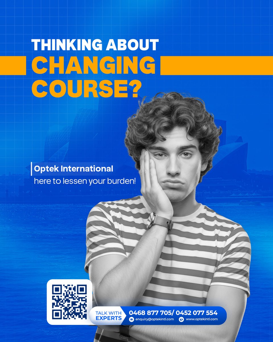optekintl's tweet photo. Changing course is easy now. Don't take the hassle all by yourself. Contact Optek International for guidance.

We just don't just guide you, we stay by your side throughout the whole process.

https://t.co/K1Zksv23W8

#educationagency #optekintl #OptekInternational #coursechange https://t.co/iO6SjIRivN