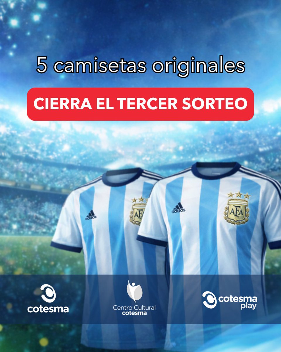 cotesma's tweet photo. ¡No te quedes afuera!
📆 Podés participar hasta las 00 hs del 28 de mayo
🎲 Sorteamos el 28/5

📲 Entrá ahora en el enlace y participá: https://t.co/oA5xzqdebO
📌 Bases y condiciones disponibles en nuestro sitio web.
⚠️ #Cotesma no solicita la publicación de datos personales. https://t.co/Ck3eYMPZXv
