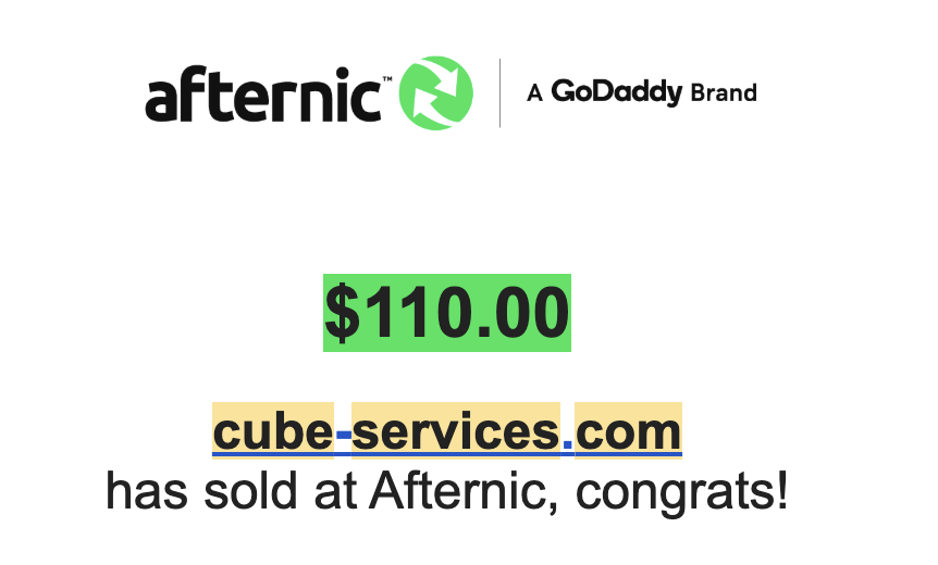 NameHubs's tweet photo. Cube-Services .com
has sold for $110 via @afternic

#Domain #Afternic #Godaddy https://t.co/BcRXU5Odtz