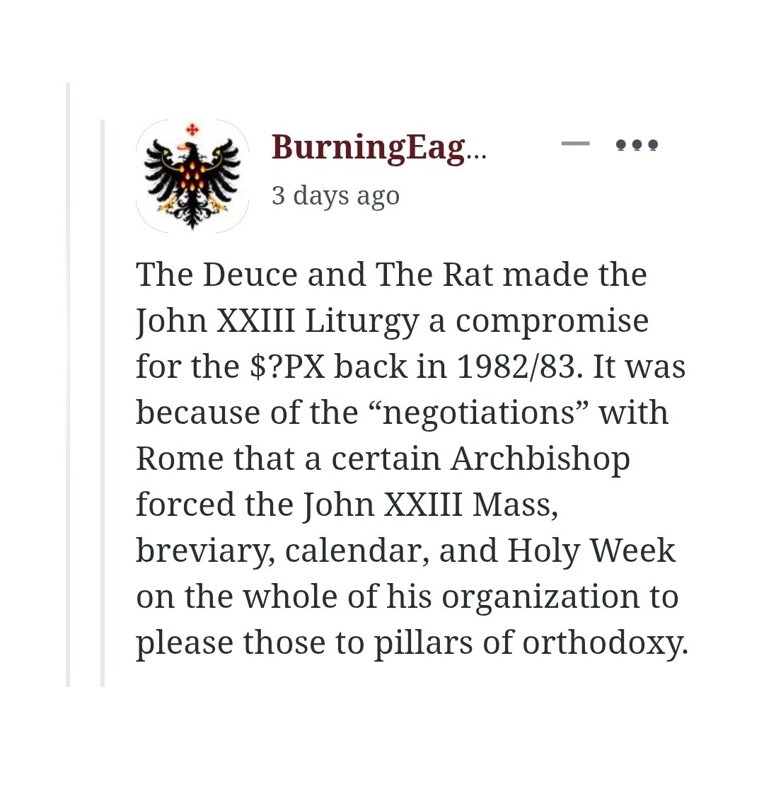 charleybrown77's tweet photo. Compromise offered to the faithful from JPII, Ratzinger and the Society of Lefebvre. https://t.co/glePSj4R0G