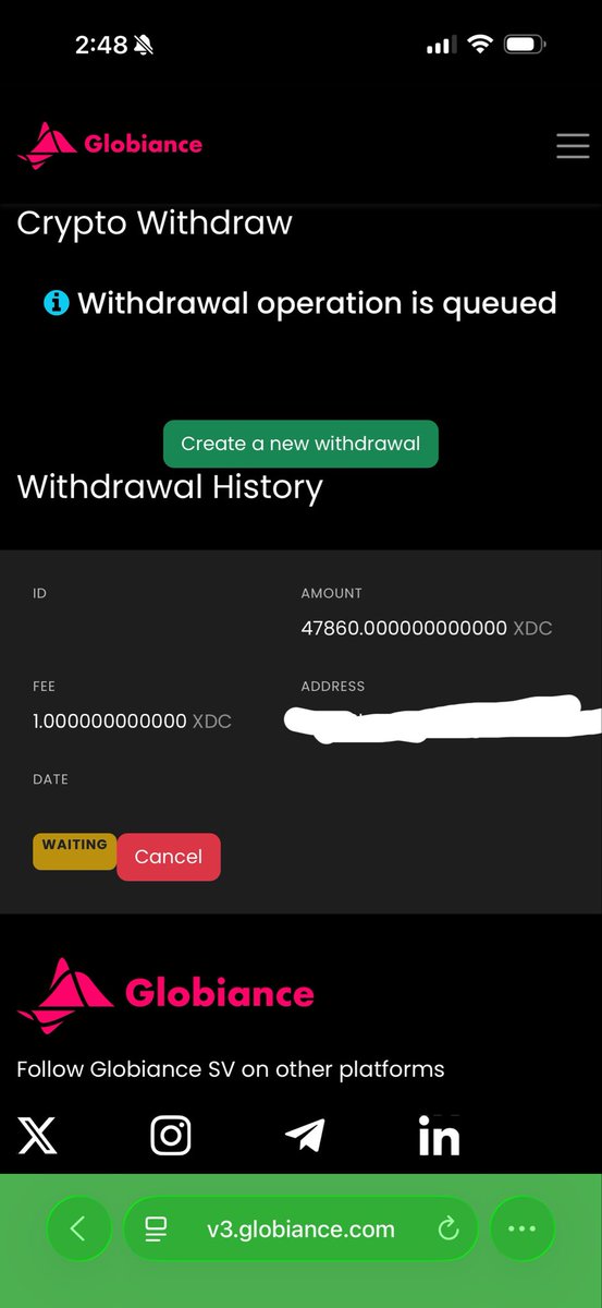 CryptoNupey's tweet photo. @globiance is by far the most suspect/ frustrating platform ive dealt with, ive never seen “withdrawal” queued.. insult to injury is understatement at this point https://t.co/nIK23SiO42