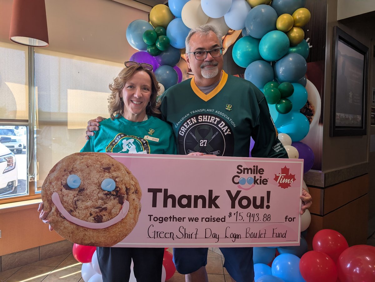CF_LSA's tweet photo. Today, Tim Horton's announced the results of this year's Smile Cookie campaign!

In Lethbridge, $75,943 was raised with funds going towards @GreenShirtDay and the Logan Boulet Endowment Fund.

Thanks to local Tim's locations, the volunteers, and everyone who purchased a cookie! https://t.co/oBx4rP4hVr