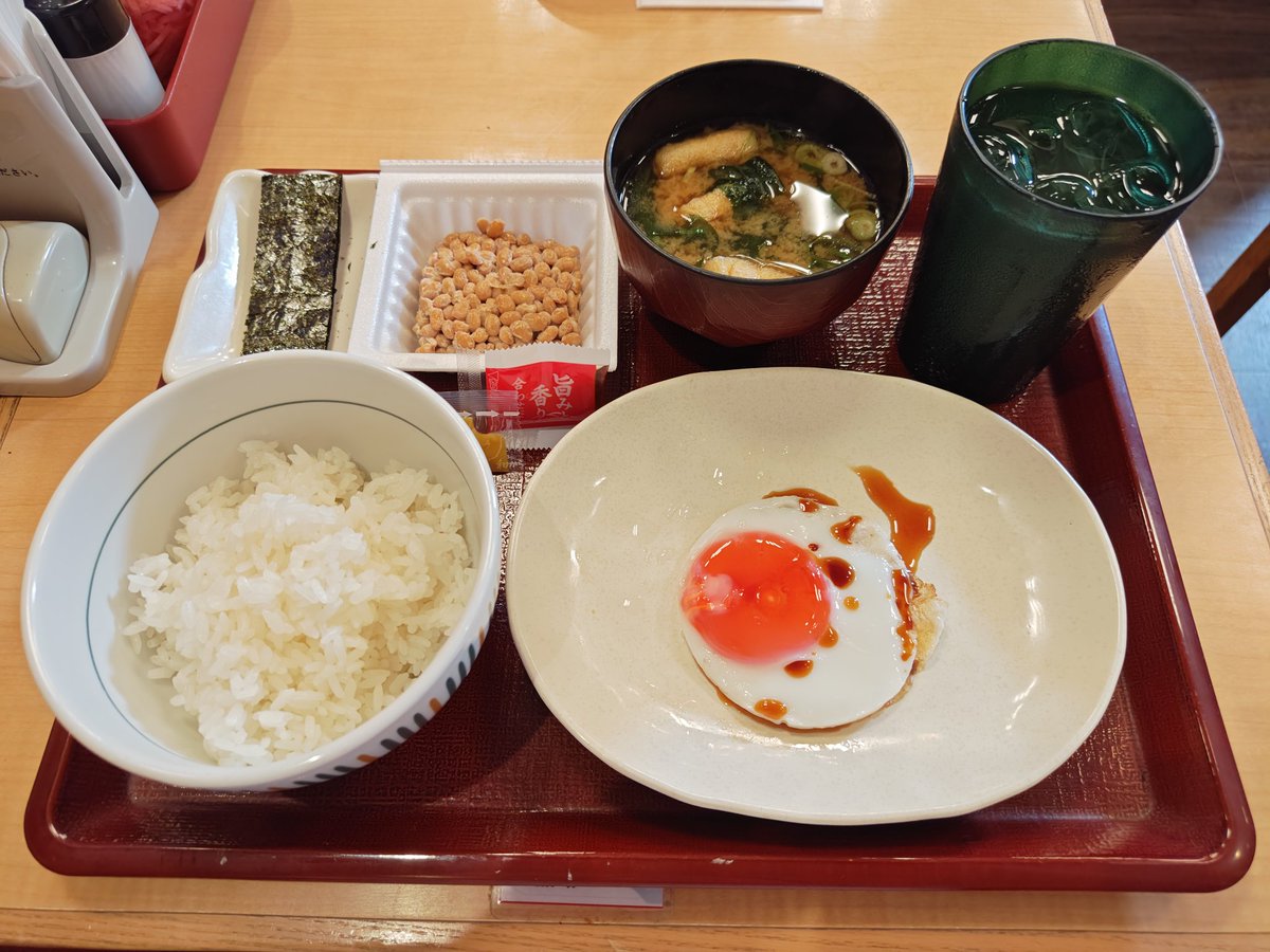 hatena_markchu's tweet photo. 目玉焼き納豆朝食（ごはん小盛）［クーポン利用で370円→320円］＠なか卯 神谷町店。ごちそうさまでした😋🍴💕 #なか卯 #神谷町 #虎ノ門 #港区 #東京都 https://t.co/jYepv3MlD9