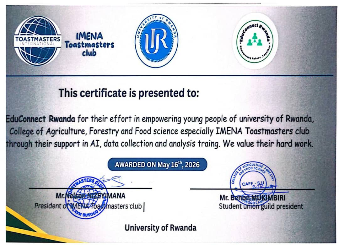 EduconnectR's tweet photo. @EduconnectR continues to lead as a private youth-driven organization equipping students with market-ready AI and digital skills demanded in today’s workforce. We invite all campuses and institutions  to partner with us.
@Uni_Rwanda @UrsuHuye @ursu_busogo @ursu_cst https://t.co/Aiydgj6W2v