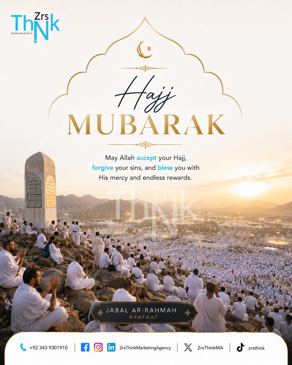 ZrsThinkMA's tweet photo. May this sacred journey bring peace, blessings, and endless mercy to all.
May Allah accept the prayers and Hajj of every pilgrim and bless the entire Ummah with happiness, unity, and prosperity. 🕋✨

Hajj Mubarak to you and your family.

#HajjMubarak #Hajj2026  #ZrsThink https://t.co/VpQ6bzS03f