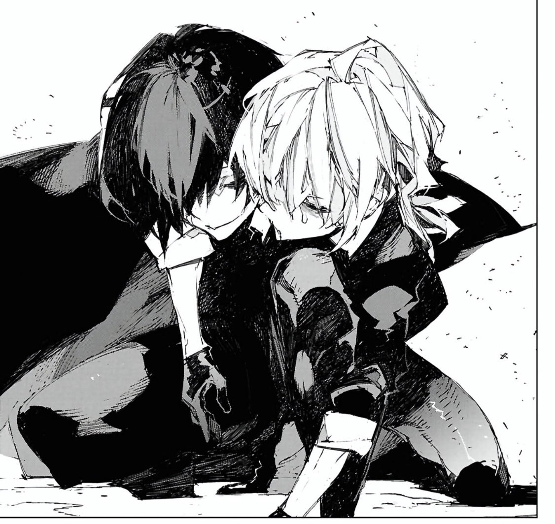 corruptchuu's tweet photo. genuinely dazai always looks so gentle with chuuya https://t.co/KwwEVZfXTO
