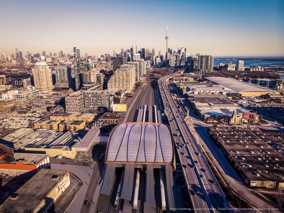 AlexanderGlista's tweet photo. The first pieces of Exhibition Station’s superstructure have been installed. This hub will be a major transfer point between Lakeshore West GO trains, 509 + 511 streetcars, and the Ontario Line subway, serving Liberty Village and the busy Exhibition Grounds. https://t.co/AJKyrEtwUd