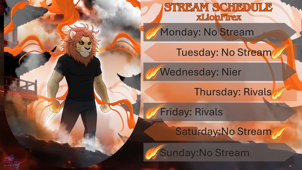 NotLionFire's tweet photo. Schedule for the week https://t.co/nHHVpLQsHs